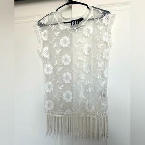 RU Apparel Lace & Fringe Top